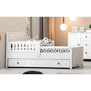 Kinderbett Holzbett Funktionsbett Ausziehares Bett 200 Holz Weiß JVmoebel - Weiß