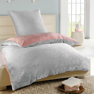 Wende-Bettwäsche Cashmere Touch - Wolkenschloss ( 135x200cm / 80x80cm ) Silber - Rose - Silber, Rosa