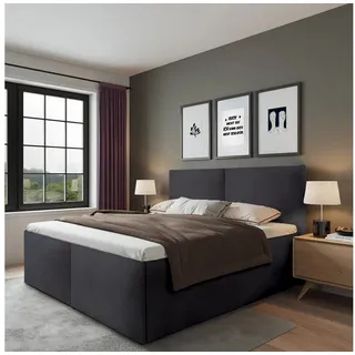 Halmon Schlafkomfort Betten Polsterbett Milano Anthrazit 100 x 200 cm Stauraum unter der Liegefläche ohne hydraulische Funktion Ohne Matratze und Lattenrost - Dunkelgrau