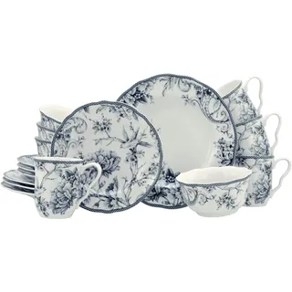 CreaTable Adelaide Kombiservice 16-tlg. blau/Nostalgischer Vintage Dekor