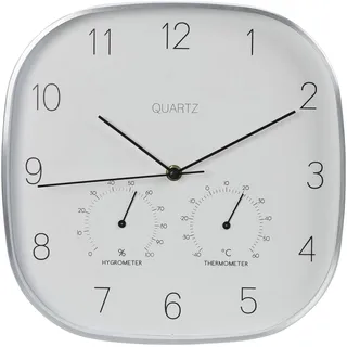 Wellhome Ø Wanduhr, silberner Rahmen Ø28,5x4cm