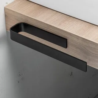 Bürstenking Handtuchhalter ohne Bohren – 33 cm – Selbstklebender Handtuchhalter – einarmige Halterung für Badetuch, Handtuch – moderner Handtuchhalter klebend – matt Schwarz