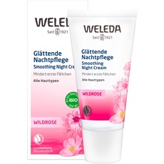 WELEDA Bio Wildrose Glättende Nachtpflege, reichhaltige Creme zur Regeneration, Erholung und Schutz der Haut beim Schlafen, Naturkosmetik mit natürlichen Nährstoffen (1 x 30 ml)