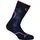 Mittelgroße Wandersocken aus Wolle für Kinder Blaue Tinte-Lila Fluo 31/33
