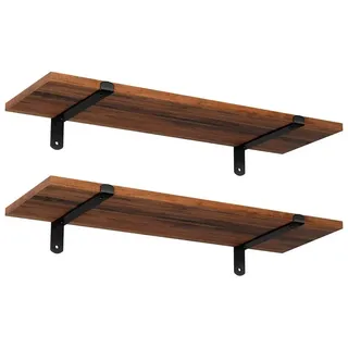 Songmics Wandregal 60 x 20 x 7 cm Braun, Schwarz