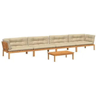 vidaXL 5-tlg. Garten-Sofagarnitur aus Paletten mit Kissen Akazienholz - Braun