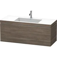 Duravit L-Cube Möbelwaschtisch c-bonded mit Unterbau wandhängend, 120x48 cm, 1 Auszug, ohne Überlauf, 1 Hahnloch, Farbe: Pine Terra Dekor