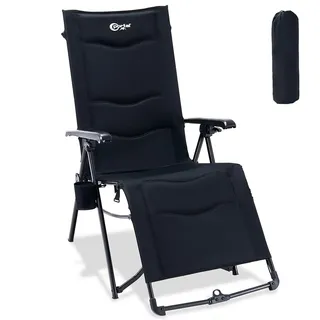 Portal Liegestuhl Klappbar Garten Campingstuhl Faltbar mit Fußablage 180KG Klappliege mit Zero-Gravity-Funktion Sonnenliege im Bündel-Falt-Design verstellbare Liege für Terrasse Strand Indoor