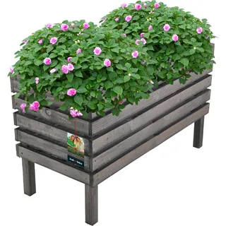 KOTARBAU® Hochbeete für Garten 64 x 30 x 39 cm Blumenkasten Holz Grau Balkon Pflanzkasten Blumenkiste Blumentopf Holzblumenkästen Pflanztopf Pflanzkübel Holzkasten Gemüsebeet Gartenbeet - Grau