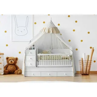 Babybett Elegant Praktische Schubladen Modernes Design Stilvolles Kinderzimmer - Weiß