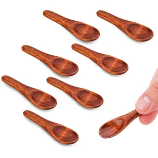 8stk Kleine Holzlöffel, 6cm Mini-Gewürzlöffel Holz-Teelöffel Kleiner Salzlöffel Kurzer Griff Servierbesteck aus Holz für Soßen Salz Zucker Gewürze Dips Honig Kaffee Senf Kochen