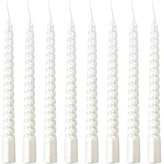 8 Stück Spiralkerzen, Stabkerzen Weiß, Tafelkerzen, Kerzen Aesthetic, 20 cm Gedreht für Dinner Party Hochzeit Dekoration, Partydekoration