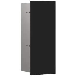 EMCO Asis Pure Unterputz-Toilettenbürstengarnitur-Modul, Badezimmerschrank mit Toilettenbürste, Hochschrank mit Push to Open-Funktion und Anschlag Links, schwarz matt