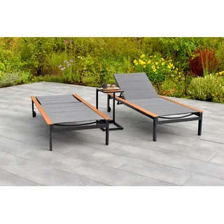 MERXX Gartenliege »Paxos« 2 Liegen und Beistelltisch, grau