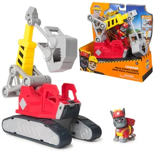 Spin Master Rubble & Crew - Chargers 2-in-1 Mega Kran, Premium Baufahrzeug mit Abnehmbarer Baggerkralle und Presslufthammer sowie Charger Hundefigur