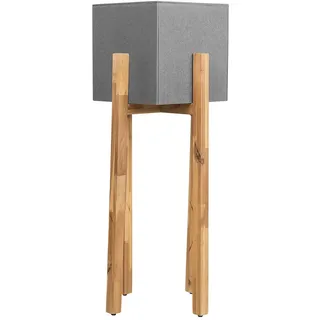 Beliani Pflanzenständer Faserzement hellgrau mit Holzbeinen 95 cm Drimos , Hellgrau, Hellbraun , Stein , 95 cm , Dekoration, Blumen & Blumentöpfe, Übertöpfe