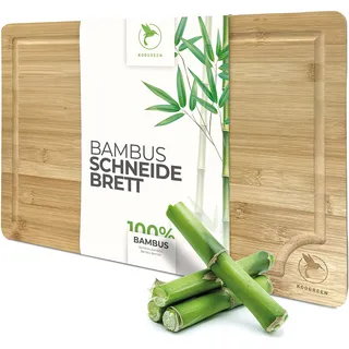 Koogreen Schneidebrett Holz (XXL) 45x30x2 cm Holzbrett Küche mit Saftrille I Küchenbrett Holz I Holzbrett groß I Schneidbrett antibakteriell I Cutting Board formstabil I Bambus Schneidebrett groß