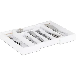 Relaxdays Besteckkasten Holz 48 x 5 x 33,5 cm Weiß