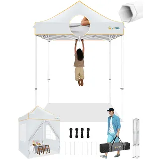 Hoteel Faltpavillon 2x2 Wasserdicht Stabil Winterfest,Pop Up Pavillon Partyzelt,Sonnenschutz Gartenpavillon,Pavillon Faltbar mit Handtasche,Weiß