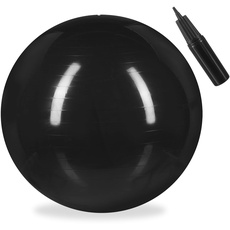 Bild Gymnastikball, Fitnessball Yoga & Pilates, Sitzball Büro, Balance Ball inklusive Luftpumpe, Ø 65 cm, schwarz