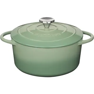 Küchenprofi Gusseisen Bräter mit Deckel rund, jade, 24 cm, Schmortopf, Auflaufform, Dutch Oven, Brotbacktopf, emailliert, für alle Herdarten (inkl. Induktion), zum Schmoren, Backen, Braten