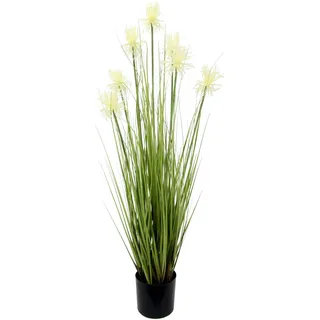 Flair Flower Künstliche Protea im Grasbusch im Topf Nadelkissen Pflanze Busch Ufergras Federgras Seidenblumen Dekogras Gras Kunstgras künstliche Pflanzen Kunstpflanze Grünpflanze Solitärgras Ziergras Dekopflanze