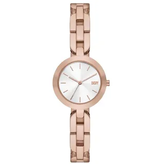 DKNY Damenuhren City Link, Dreizeiger Uhrwerk, 26mm Rose Gold Edelstahlgehäuse mit Edelstahlarmband, NY6628