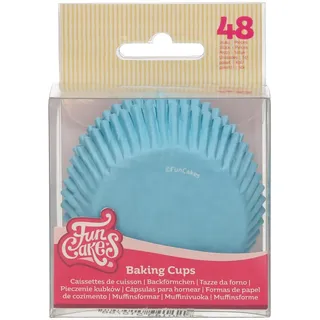 FunCakes Baking Cups Light Blue: Backförmchen aus Fettdichtem Papier für Cupcakes und Muffins, Muffinförmchen, Cupcake Förmchen, Perfekt für Weihnachten und Winterliche Festtage - 48 Stück