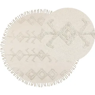 Beliani Teppich geflochten Beige 140 cm Harran , Textil , Rund , 140x140 cm , Teppiche und Böden, Teppiche, Webteppiche