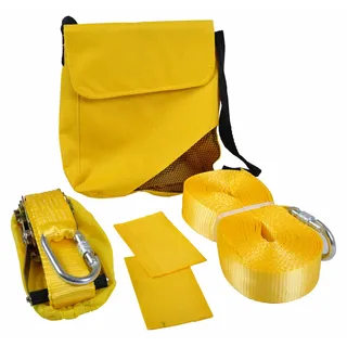 Sport Slackline Set 15 Meter Gelb Turnseil seil Klettern Balance mit Tasche Neu