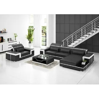 Wohnlandschaft Ecksofa L-Form Sessel Set Modern 2tlg JVmoebel - Schwarz, Weiß