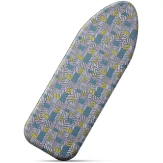 cozary Bügelbrettbezug 115 x 35 cm, Bügelbrett Bezug Baumwolle, Bügeltischbezug für Dampfbügelstation und Dampfbügeleisen, Bezug Bügelbrett Hitzebeständig bis zu 210°C, Blau-grau Kariert