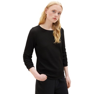 TOM TAILOR Denim Damen 1039822 Sweatshirt mit Raffarm, 14482-deep Black, L