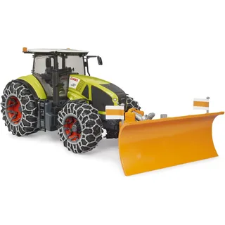 Bruder 03018 - Claas Axion 950 mit Schneeketten und Räumschild grün 1:16