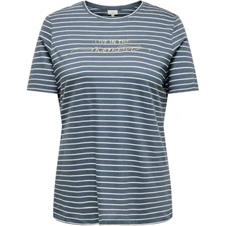 T-Shirt ONLY CARMAKOMA "CARJOSHUA S/S O-NECK REG TEE JRS", Damen, Gr. S, blau (ombre blau stripes:cdunkel detail emb. pale gold), Jersey, Obermaterial: 100% Baumwolle, gestreift, regular fit normal, Rundhals, Shirts T-Shirt, Baumwolle, Regular Fit
