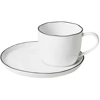 Broste Copenhagen Salt Kaffeetasse mit Untertasse 0,15 l Weiß