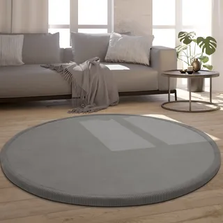 Paco Home Tatami 475 Kurzflorteppich Ø 200 cm Grau