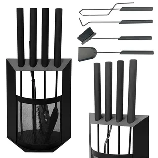 DanDiBo Kaminbesteck Schwarz Modern 5 Teilig Set , Metall , 28x61x26 cm , Elektrogeräte, Heizgeräte, Elektrokamine
