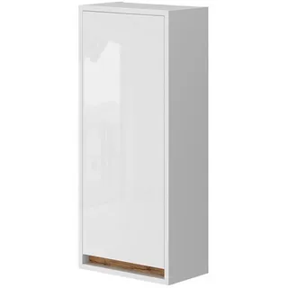 Vicco Badschrank Detmold, 81.6 x 35 cm mit Tür, Weiß Hochglanz/Goldkraft Eiche