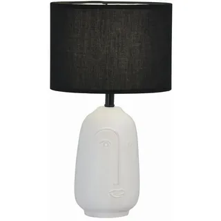 Fischer & Honsel Tischleuchte , Schwarz, Weiß , Textil, Keramik , 38.5 cm , Schnurschalter , Lampen & Leuchten, Innenbeleuchtung, Tischlampen, Tischlampen