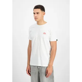 T-Shirt ALPHA INDUSTRIES "Backprint T-Shirt", Herren, Gr. S, weiß (weiß, speed rot), Obermaterial: 100% Baumwolle, Shirts T-Shirt