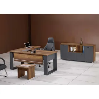 Schreibtisch Arbeitsfläche Kommode Couchtisch Sideboard Arbeitszimmer 5tlg. - Braun
