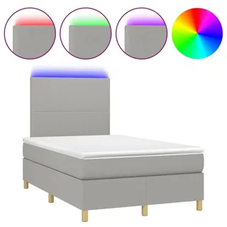 Boxspringbett mit Matratze & LED Hellgrau 120x190 cm Stoff - Grau