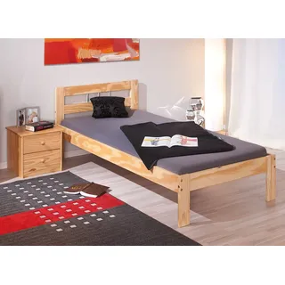 Interlink Inter Link – Holzbett - Bettrahmen – Bettgestell – Jugendbett – Gästebett – Einzelbett – Modernes Bett aus Kiefer Massivholz – ohne Lattenrost – Natur Lackiert – Jana 90 x 200 cm