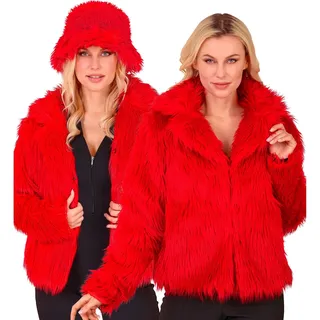 W WIDMANN MILANO Party Fashion - Damen Kunstfell-Jacke, flauschiger Pelz, Plüschjacke, Kostüm, Party Outfit für Karneval & Festival