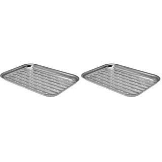 Dehner Grillschale, ca. 34.5 x 24.2 x 2.5 cm, Edelstahl, Silber (Packung mit 2)
