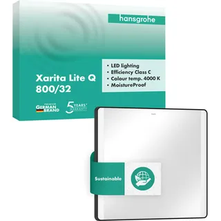 Hansgrohe Xarita Lite Q Spiegel, seitliche LED-Belechtung, 800x30x700mm, Wandschalter, 54963670, Farbe: Mattschwarz,