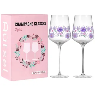 Autsel Weingläser Set 2Er (500 Ml) • Geschenke für Frauen • Kratzfeste Weingläser • Weinglas Personalisiert • Zeitlose Gläser für Weißwein • Personalisierte Geschenke