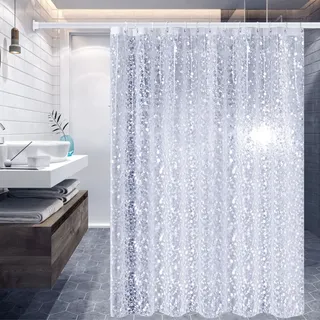 Whoiy Duschvorhang Waschbar, Shower Curtains 300X200 Peva Pünktchen Weiß Antischimmel Duschvorhänge Durchsichtig Klar Outdoor für Badewanne