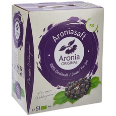 Aronia ORIGINAL Bio Aronia Muttersaft aus deutschem Anbau | 5 Liter Bio Direktsaft aus 100% Aroniabeeren | Vegan, ohne Konservierungsstoffe, ohne Zuckerzusatz (lt. Gesetz)